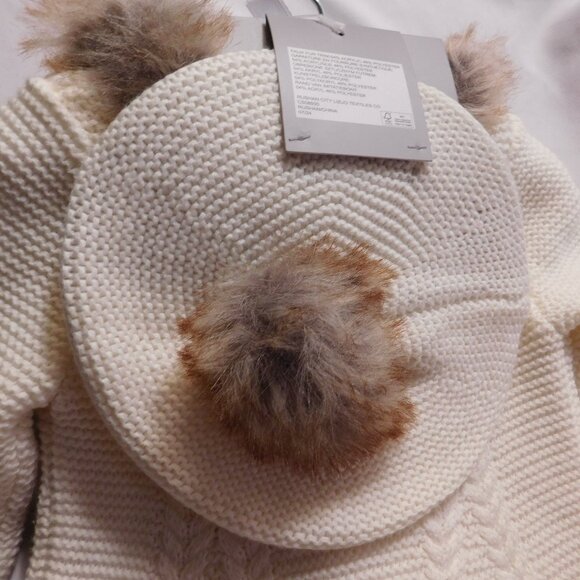 Tahari Baby 3 Piece Set Faux Fur Sweater Dress, Tights, Hat Size 6-9 White NEW - Picture 5 of 7